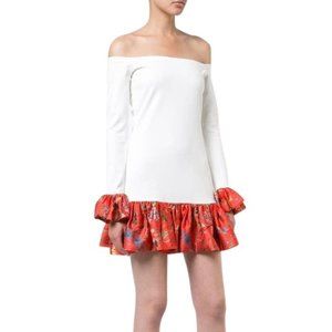 Alexis Estelle Off-the-Shoulder Flounce Mini Dress / Size XS / Bell Cuff